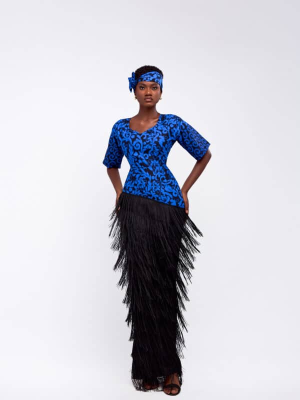 Vestido Ankara ajustado de flecos