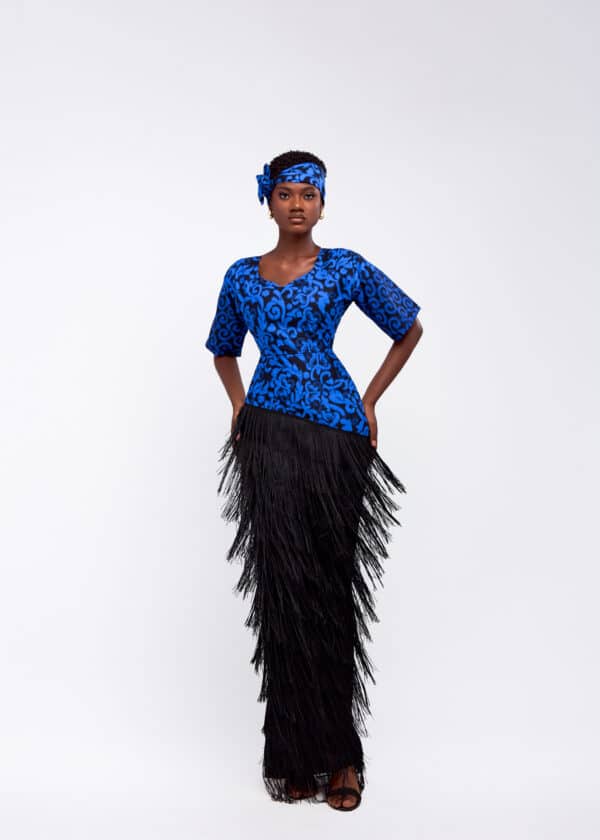 Vestido Ankara ajustado de flecos