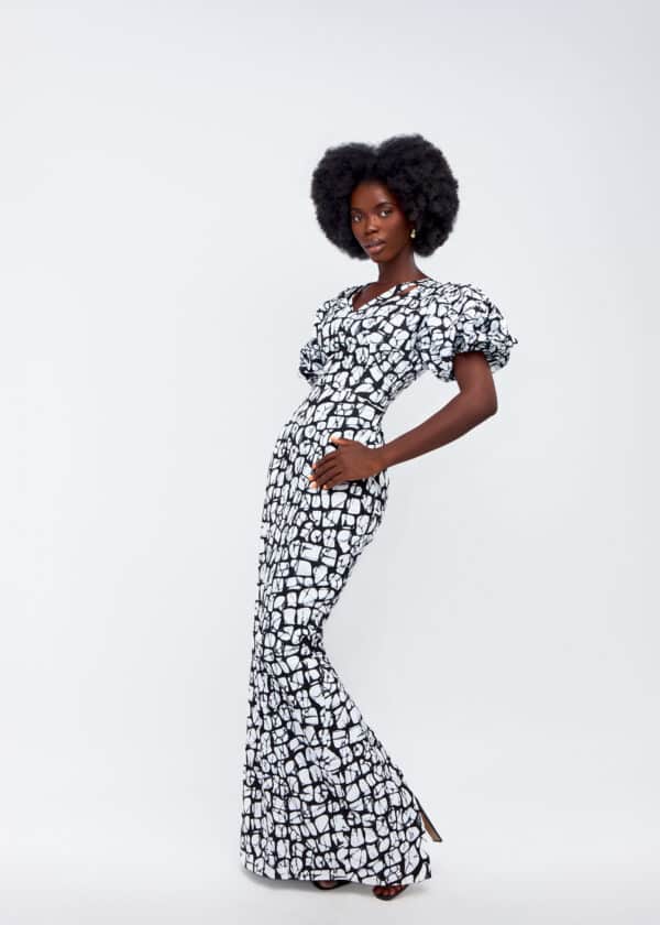 Vestido largo echo con Ankara de alta calidad