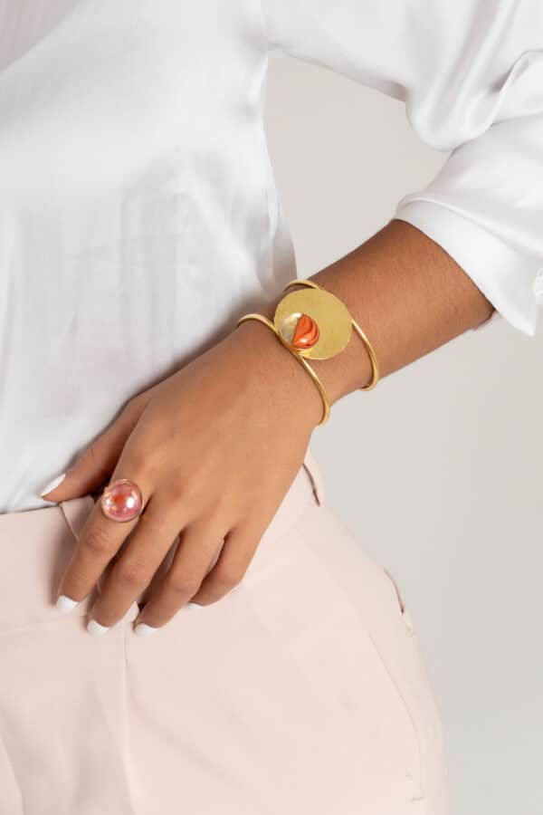 Pulsera con perla naranja